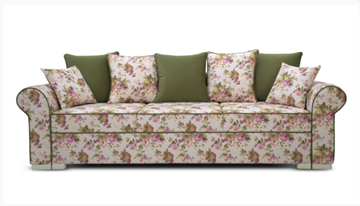 Прямой диван Ameli (Arcadia rose+shaggy green+glance bone) в Пскове