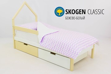 Кровать-домик в детскую мини Skogen бежево-белый в Пскове