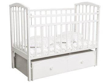 Кроватка в детскую Золушка 7, 60х120, массив березы, цвет белый в Пскове