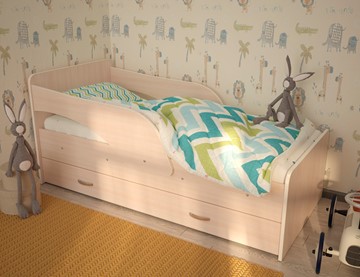 Детская кровать для мальчика Максимка, цвет Млечный дуб в Пскове