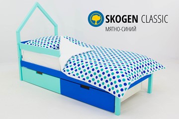 Кровать-домик детская мини Skogen мятно-синий в Пскове