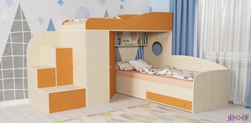 Детская кровать-шкаф Кадет-2, корпус Дуб, фасад Оранжевый в Пскове