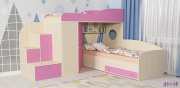 Детская кровать-шкаф Кадет-2, корпус Дуб, фасад Розовый в Пскове