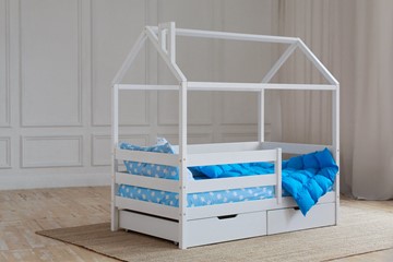 Кровать односпальная детская Домик с ящиками, цвет белый в Пскове