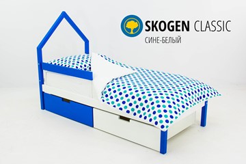 Детская кровать-домик мини Skogen сине-белый в Пскове