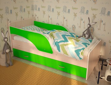 Кровать детская Максимка, корпус Млечный дуб, фасад Салатовый в Пскове