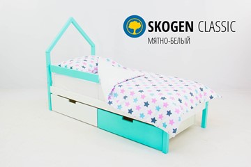 Кровать-домик в детскую мини Skogen белый-мятный в Пскове