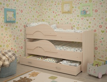 Детская кровать для девочки Радуга 1.6 с ящиком, цвет Млечный дуб в Пскове
