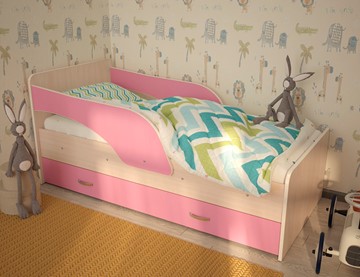 Детская кровать Максимка, корпус Млечный дуб, фасад Розовый в Пскове