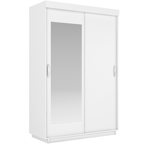 Шкаф 2-дверный Лайт (ДСП/Зеркало) 800х595х2120, Белый Снег в Пскове