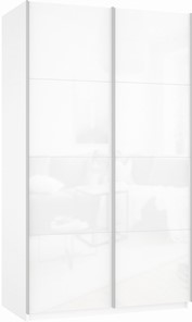 Шкаф 2-створчатый Прайм (Белое стекло/Белое стекло) 1200x570x2300, белый снег в Пскове