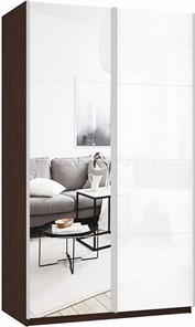 Шкаф 2-створчатый Прайм (Зеркало/Белое стекло) 1200x570x2300, венге в Пскове