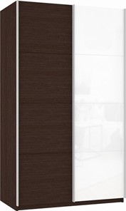 Шкаф 2-х дверный Прайм (ДСП/Белое стекло) 1400x570x2300, венге в Пскове