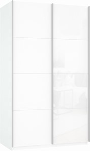 Шкаф Прайм (ДСП/Белое стекло) 1200x570x2300, белый снег в Пскове