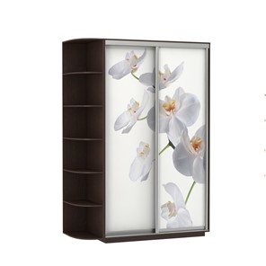 Шкаф 2-х створчатый Экспресс 1500x600x2200, со стеллажом, Орхидея белая/венге в Пскове