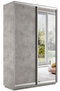 Шкаф 2-х дверный Экспресс (ДСП/Зеркало) 1400х600х2200, бетон в Пскове