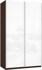 Шкаф 2-х створчатый Прайм (Белое стекло/Белое стекло) 1600x570x2300, венге в Пскове