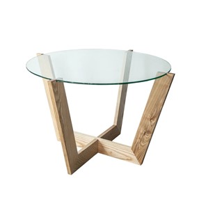 Стеклянный столик Оникс-10, Натуральный массив/Прозрачное стекло в Пскове