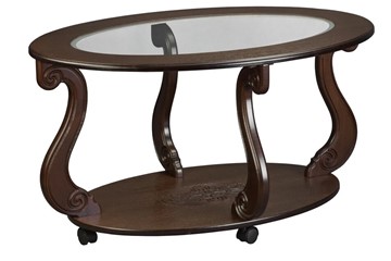 Стеклянный столик в зал Овация-С, на колесах, темно-коричневый в Пскове