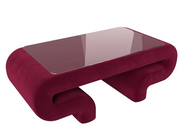 Стеклянный столик в зал Волна, бордовый (микровельвет) в Пскове