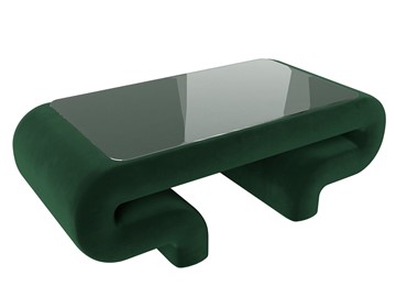 Стеклянный столик в зал Волна, зеленый (велюр) в Пскове