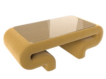 Стеклянный столик в гостиную Волна, желтый (микровельвет) в Пскове