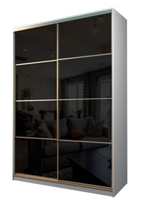 Шкаф 2-х дверный MAX МШ-25-6-18-22, Профиль Золото/Цвет Белый/Oracal Черный в Пскове