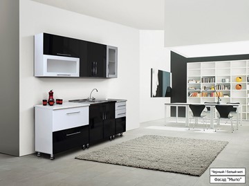 Кухонный гарнитур Мыло 224 2000х718, цвет Черный/Белый металлик в Пскове