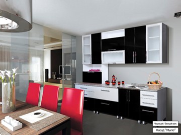 Модульный кухонный гарнитур Мыло 224 2600, цвет Черный/Белый металлик в Пскове