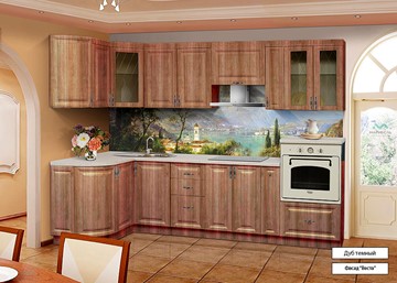 Кухонный угловой гарнитур Веста 1330х2800, цвет Дуб темный в Пскове
