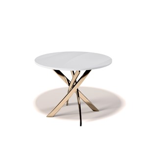 Стеклянный стол Kenner R1000 (Золото/Стекло белое глянец) в Пскове