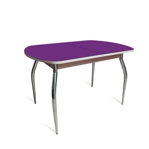 Обеденный стол ПГ-08 СТ2, дуб молочный/фиолетовое стекло/35 хром гнутые металл в Пскове