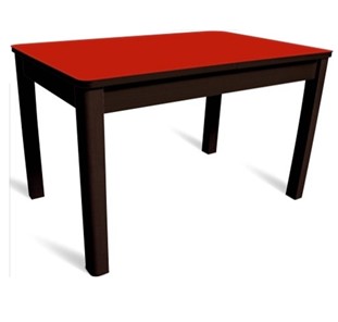 Кухонный стол раскладной Айсберг-07 СТ2, венге ЛДСП/стекло алое/42 прямые массив венге в Пскове