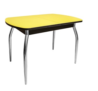 Кухонный раскладной стол ПГ-01 СТ2, венге/желтое стекло/35 хром гнутые металл в Пскове