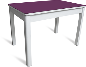 Стол на кухню Айсберг-05 СТ2, белое ЛДСП/фиолетовое стекло/40 массив белый в Пскове