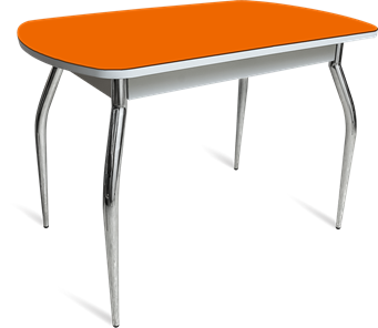 Мини-стол на кухню ПГ-04 СТ белое/оранжевое/хром фигурные в Пскове