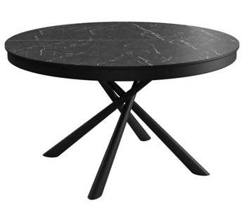 Стол обеденный раскладной DikLine KR120 мрамор черный Калаката/опоры черные в Пскове