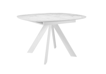 Керамический кухонный стол DikLine BK100 Керамика Белый мрамор/подстолье белое/опоры белые в Пскове