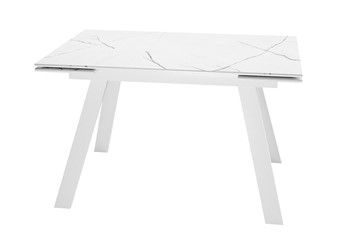 Керамический кухонный стол DikLine DKL140 Керамика Белый мрамор/опоры белые (2 уп.) в Пскове