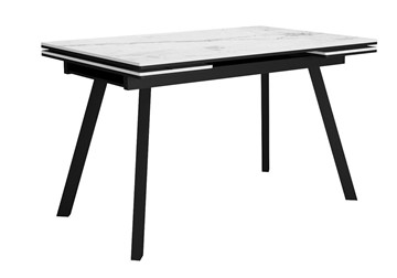 Стол обеденный раскладной DikLine SKA125 Керамика Белый мрамор/подстолье черное/опоры черные (2 уп.) в Пскове