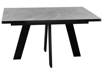 Стол кухонный раздвижной DikLine SKM140 Керамика серый мрамор/подстолье черное/опоры черные (2 уп.) в Пскове
