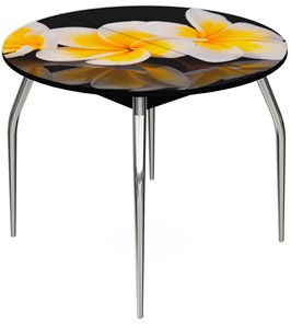 Кухонный стол раскладной Ривьера - Круг, ноги метал. крашеные №24, ФП (Цветы №11) в Пскове