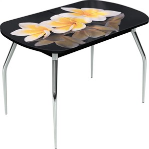Обеденный раздвижной стол Ривьера исп.1 ноги метал. крашеные №24 Фотопечать (Цветы №11) в Пскове