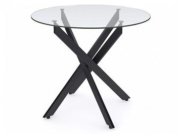 Обеденный круглый стол Dikline R900 стекло/ножки черный металл в Пскове