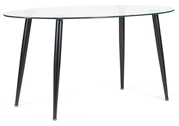 Стеклянный кухонный стол KASSEL (mod. DT333) металл/закаленное стекло (10 мм), 150х90х75см, черный в Пскове