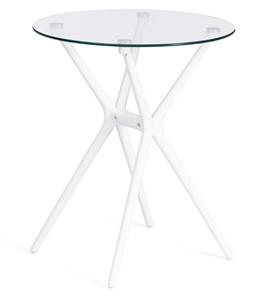 Обеденный стол PARNAVAZ (mod. 29) пластик/стекло, 60х60х70,5 прозрачный/белый арт.19697 в Пскове