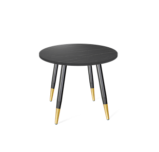 Круглый стол на кухню SHT-TU14 / SHT-TT 80 ЛДСП (камень пьетра гриджио черный/черный муар/золото) в Пскове