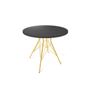 Стол кухонный круглый SHT-TU2-1 / SHT-TT 80 ЛДСП (камень пьетра гриджио черный/золото) в Пскове