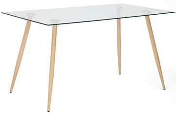 Стол со стеклянной столешницей SOPHIA (mod. 5003) металл/стекло (8мм), 140x80x75, бук/прозрачный арт.12098 в Пскове