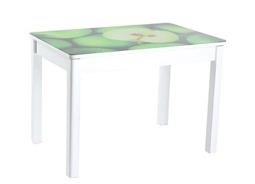 Кухонный раздвижной стол Айсберг-02 СТФ, белое лдсп/зеленые яблоки/40 прямые массив белые в Пскове